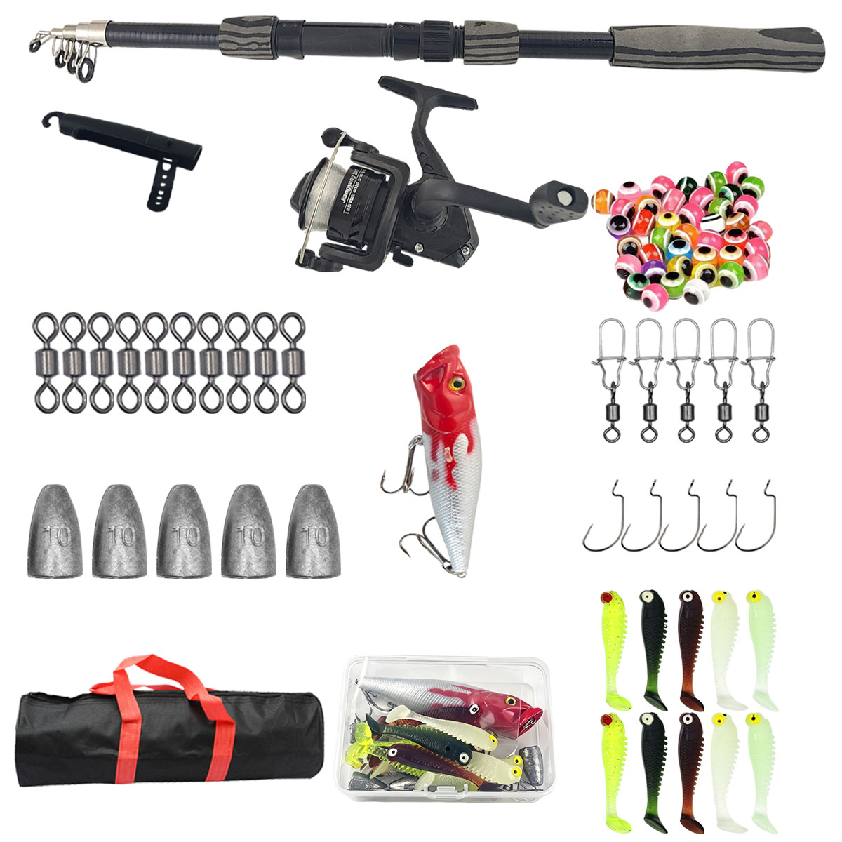 Fishing Rod Combo - 휴대용 접이식 낚싯대 세트, 1.8m, 3겹